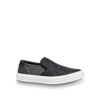 Giày slip on Louis Vuitton siêu cấp họa tiết hoa đen GLLV115