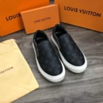 Giày slip on Louis Vuitton siêu cấp họa tiết hoa đen GLLV115