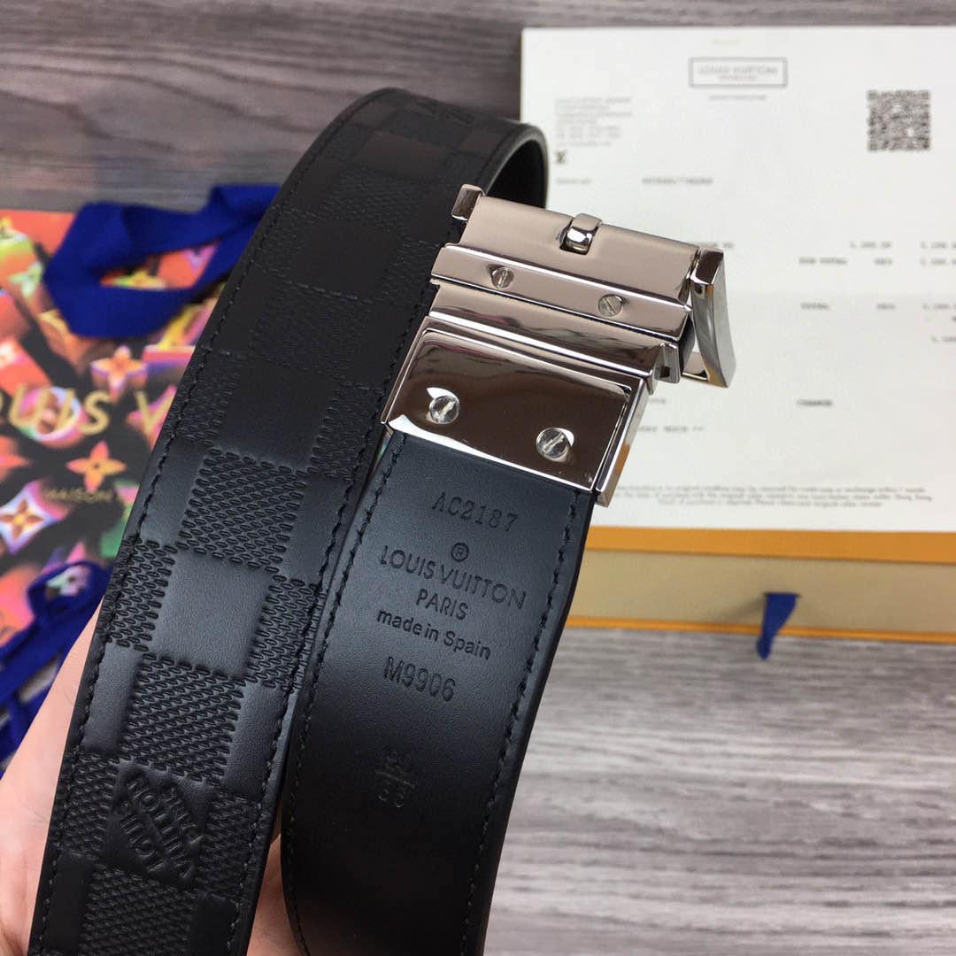 Thắt lưng nam Louis Vuitton like au caro dập mặt khóa kim TLLV84