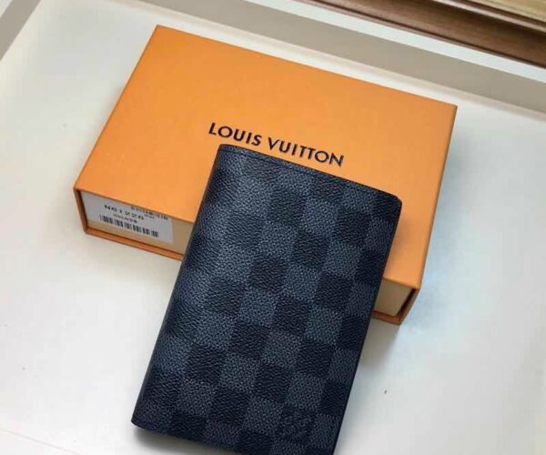 Ví đứng Louis Vuitton like auth họa tiết caro đen VDLV01