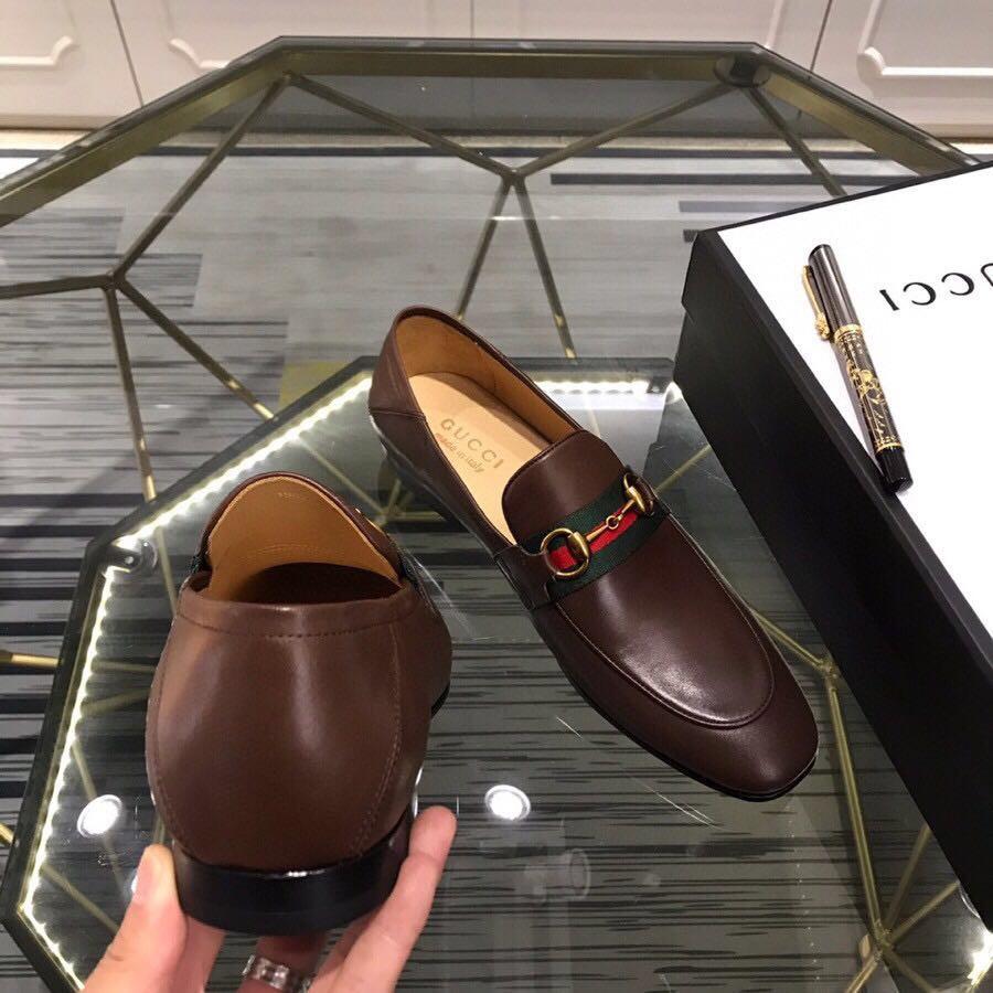 Giày lười Gucci like au da trơn màu nâu GLGC60