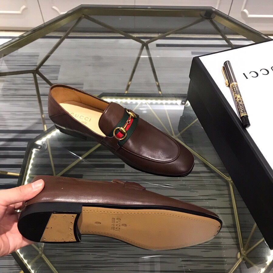 Giày lười Gucci like au da trơn màu nâu GLGC60