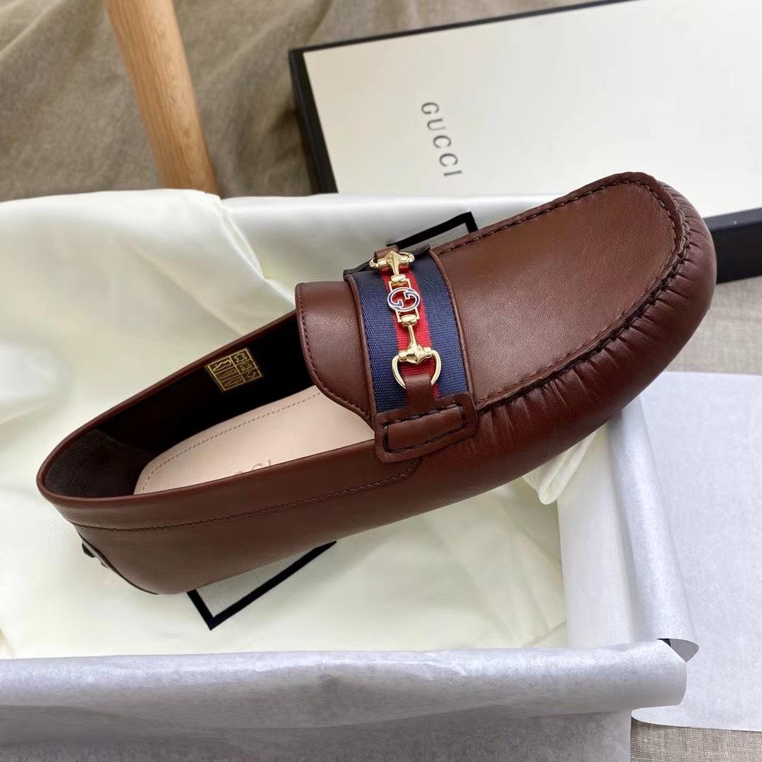 Giày lười Gucci like au da trơn màu nâu GLGC61