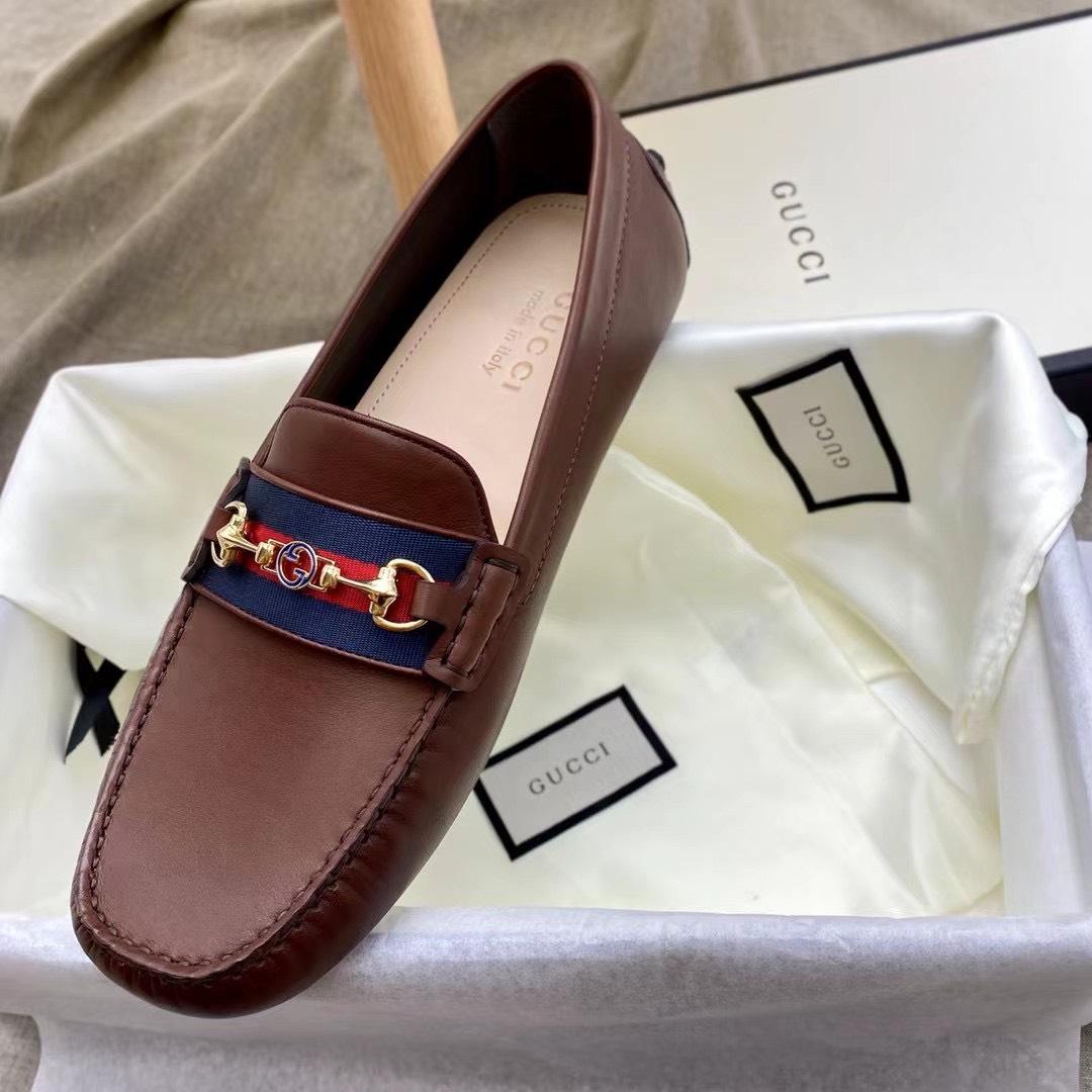 Giày lười Gucci like au da trơn màu nâu GLGC61