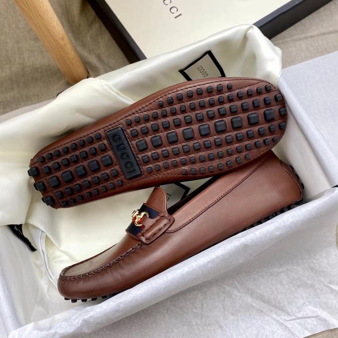 Giày lười Gucci like au da trơn màu nâu GLGC61