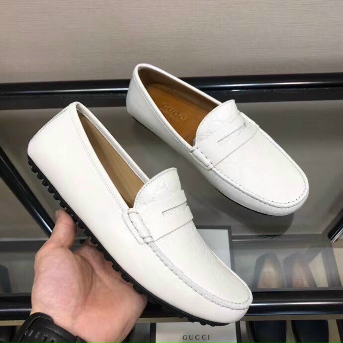 Giày lười Gucci like au họa tiết da dập logo trắng GLGC59