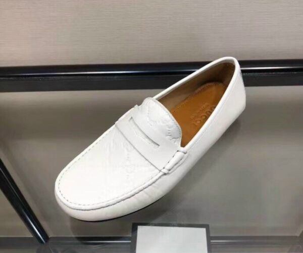 Giày lười Gucci like au họa tiết da dập logo trắng GLGC59
