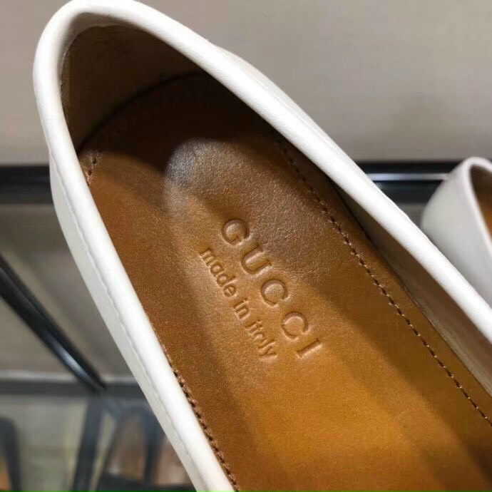 Giày lười Gucci like au họa tiết da dập logo trắng GLGC59