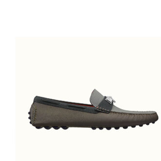 Giày lười Hermes like auth mũi trâu màu đen ghi GLH40