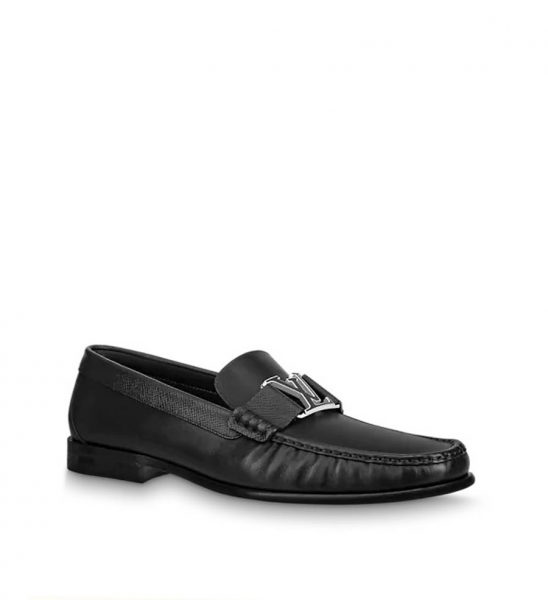 Giày lười Louis Vuitton đế cao like auth da trơn khóa viền đen trắng GLLV122