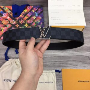 Thắt lưng Louis Vuitton like auth họa tiết caro mặt logo mới TLLV85
