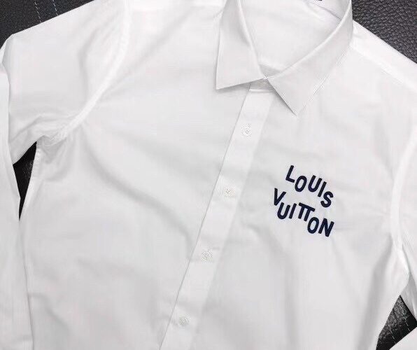 Áo sơ mi Louis Vuitton siêu cấp nam họa tiết chữ trắng AOLV05