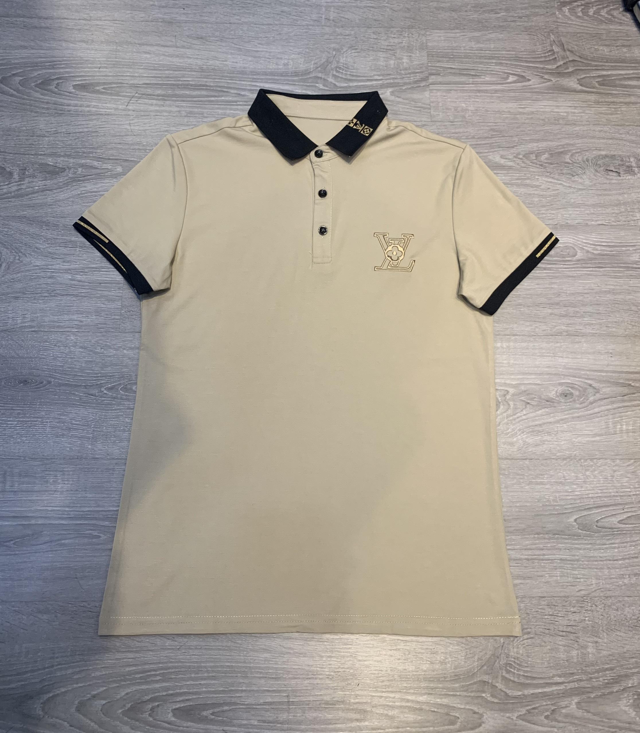 Áo phông Louis Vuitton siêu cấp hoạ tiết logo thêu màu nâu APLV11