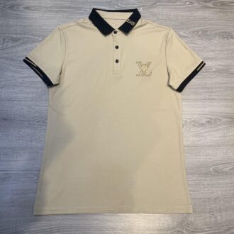 Áo phông Louis Vuitton siêu cấp hoạ tiết logo thêu màu nâu APLV11