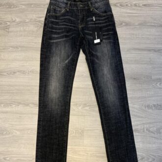 Quần bò Louis Vuitton siêu cấp hoạ tiết xước mờ full đen QBLV04