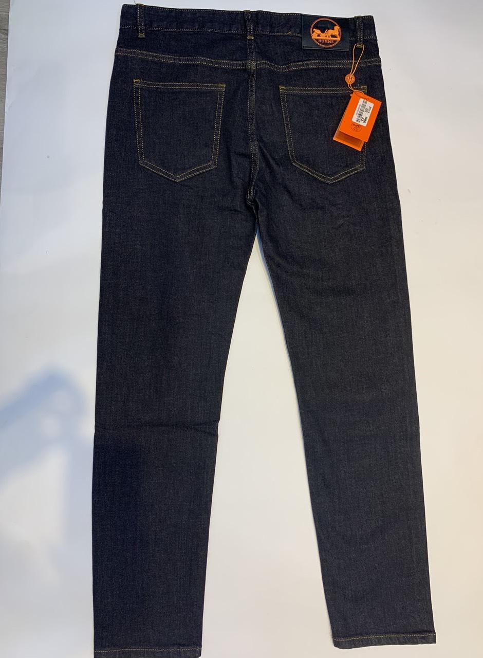 Quần bò Hermes siêu cấp full đen viền chỉ cam QBH506