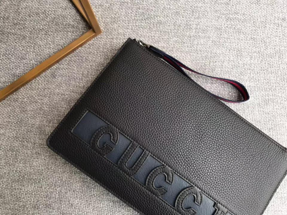Clutch Gucci siêu cấp đen họa tiết logo chìm