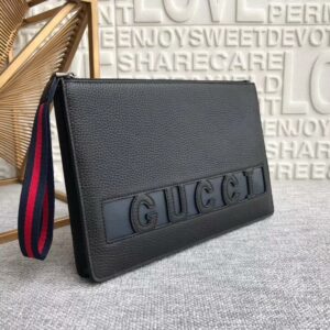 Clutch Gucci siêu cấp đen họa tiết logo chìm