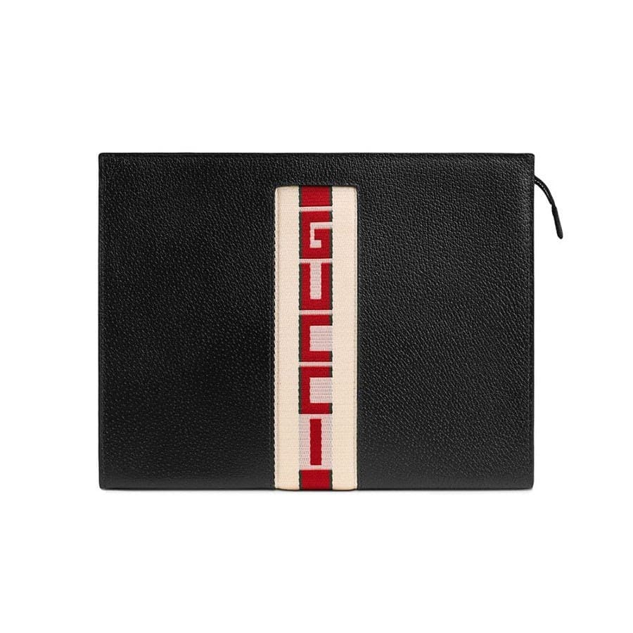 Gucci Stripe Leather Pouch có thiết kế tối giản, gọn gàng