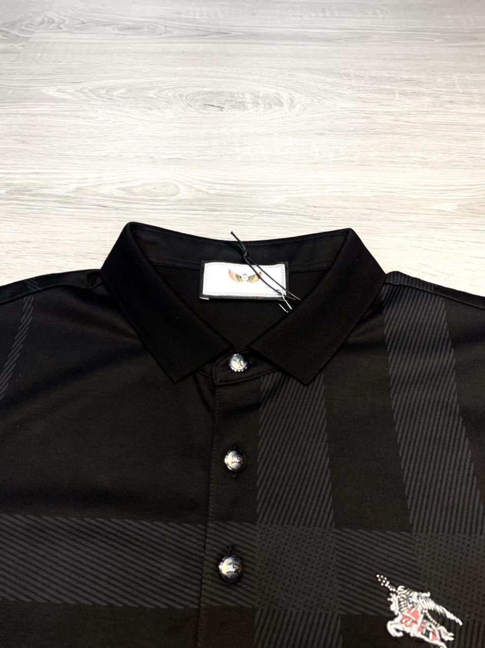 Áo phông Burberry siêu cấp màu đen kẻ xám APB04