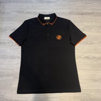 Áo phông Hermes siêu cấp màu đen hoạ tiết viền cam APH03