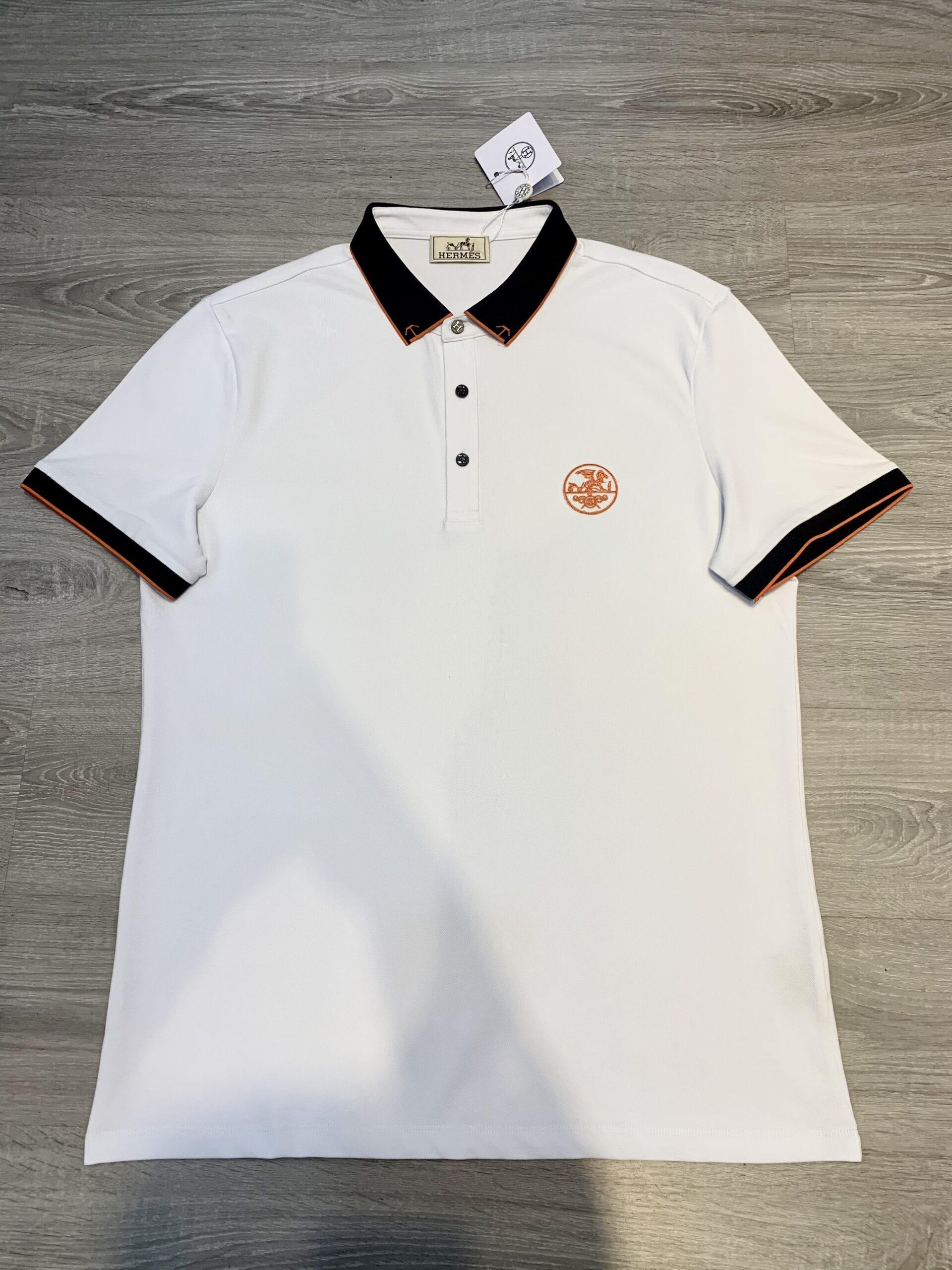 Áo phông Hermes siêu cấp màu trắng hoạ tiết viền đen APH02