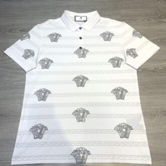 Áo phông Versace siêu cấp hoạ tiết logo đính đá màu trắng APV06
