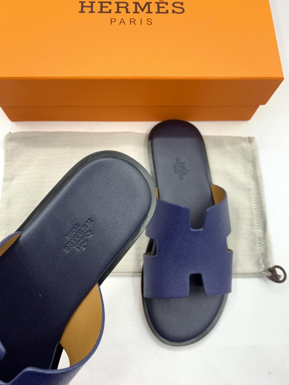 Dép Hermes nam siêu cấp xanh pha đen DNH31