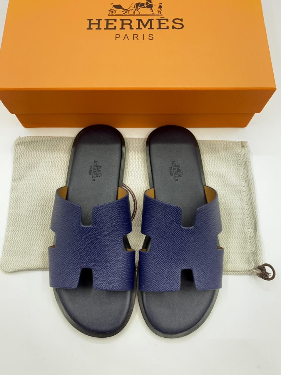 Dép Hermes nam siêu cấp xanh pha đen DNH31