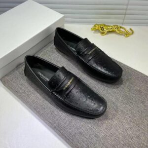 Giày lười D&G siêu cấp da sần họa tiết logo đen GLDG02
