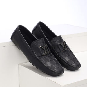 Giày lười Louis Vuitton siêu cấp họa tiết caro dập chìm
