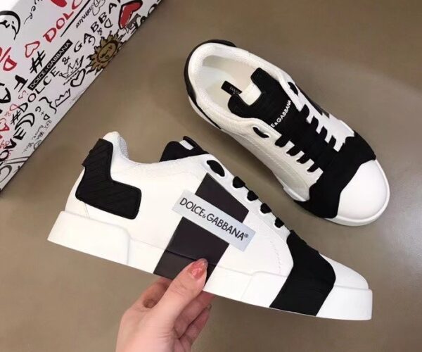 Giày nam Dolce Gabbana siêu cấp họa tiết logo màu đen trắng GNDG01