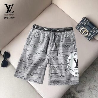 Quần short Louis Vuitton siêu cấp màu xám họa tiết logo QSLV2139