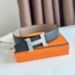 Thắt lưng Hermes mặt khóa chữ H xước bản 3.8 Cm Like Auth