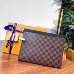 Ví Clutch LV cầm tay họa tiết caro màu nâu Like Auth