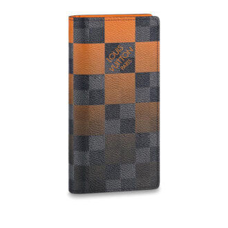 Ví gập Louis Vuitton màu cam họa tiết caro kẻ Like Auth