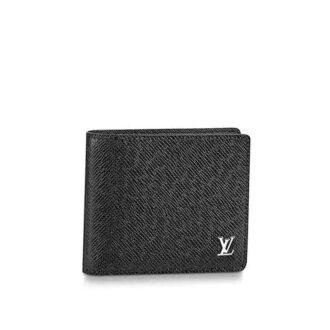 Ví ngắn Louis Vuitton da taiga logo nổi màu đen Like Auth