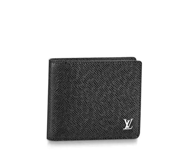 Ví ngắn Louis Vuitton da taiga logo nổi màu đen Like Auth