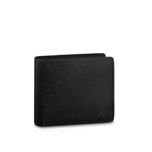 Ví ngắn Louis Vuitton Slender Wallet logo chìm da taiga đen