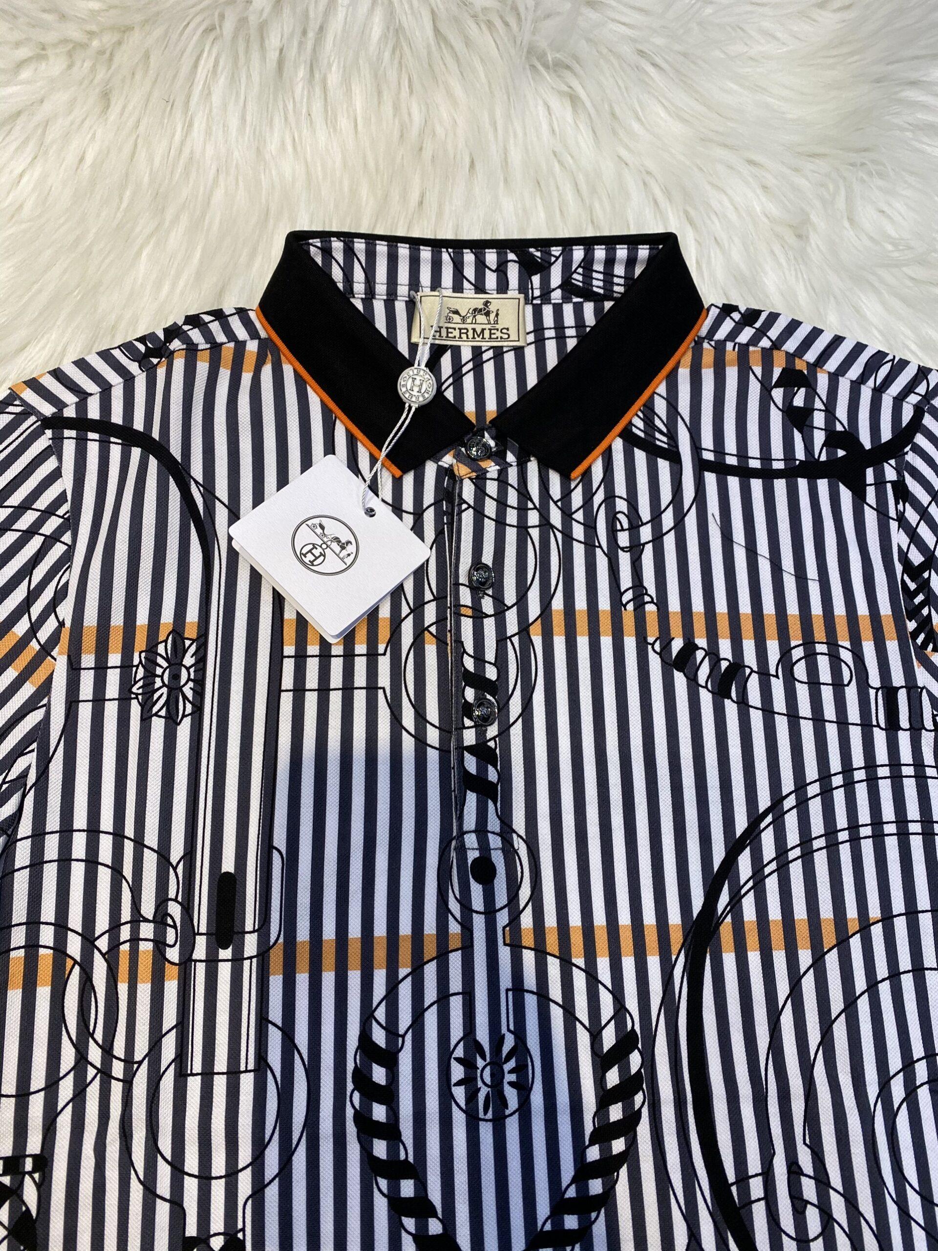 Áo phông Hermes siêu cấp họa tiết dây xích kẻ nhỏ APH05