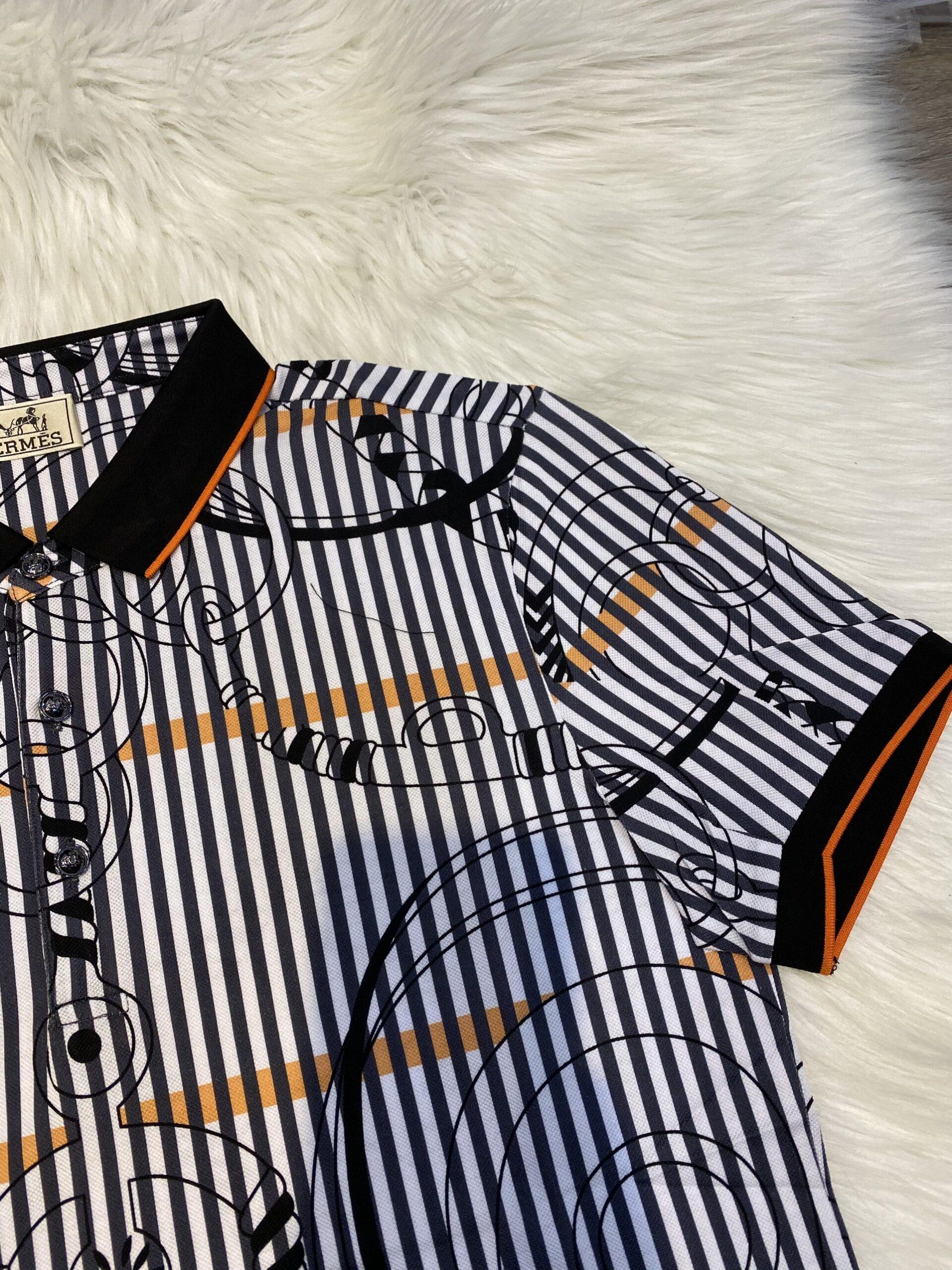 Áo phông Hermes siêu cấp họa tiết dây xích kẻ nhỏ APH05