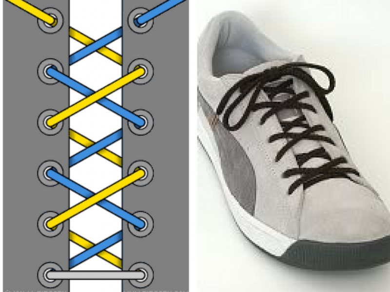 Cách thắt dây giày dài buộc đan xen, nhẹ nhàng