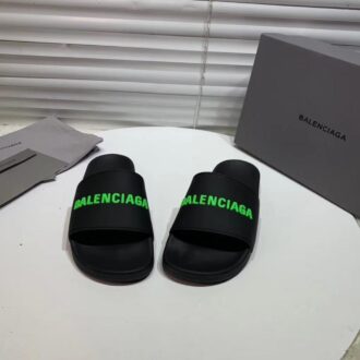 Dép Balenciaga nam siêu cấp màu đen chữ xanh DBL02