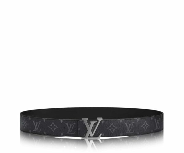 Thắt lưng nam Louis Vuitton like au hoạ tiết hoa đen logo bóng TLLV28
