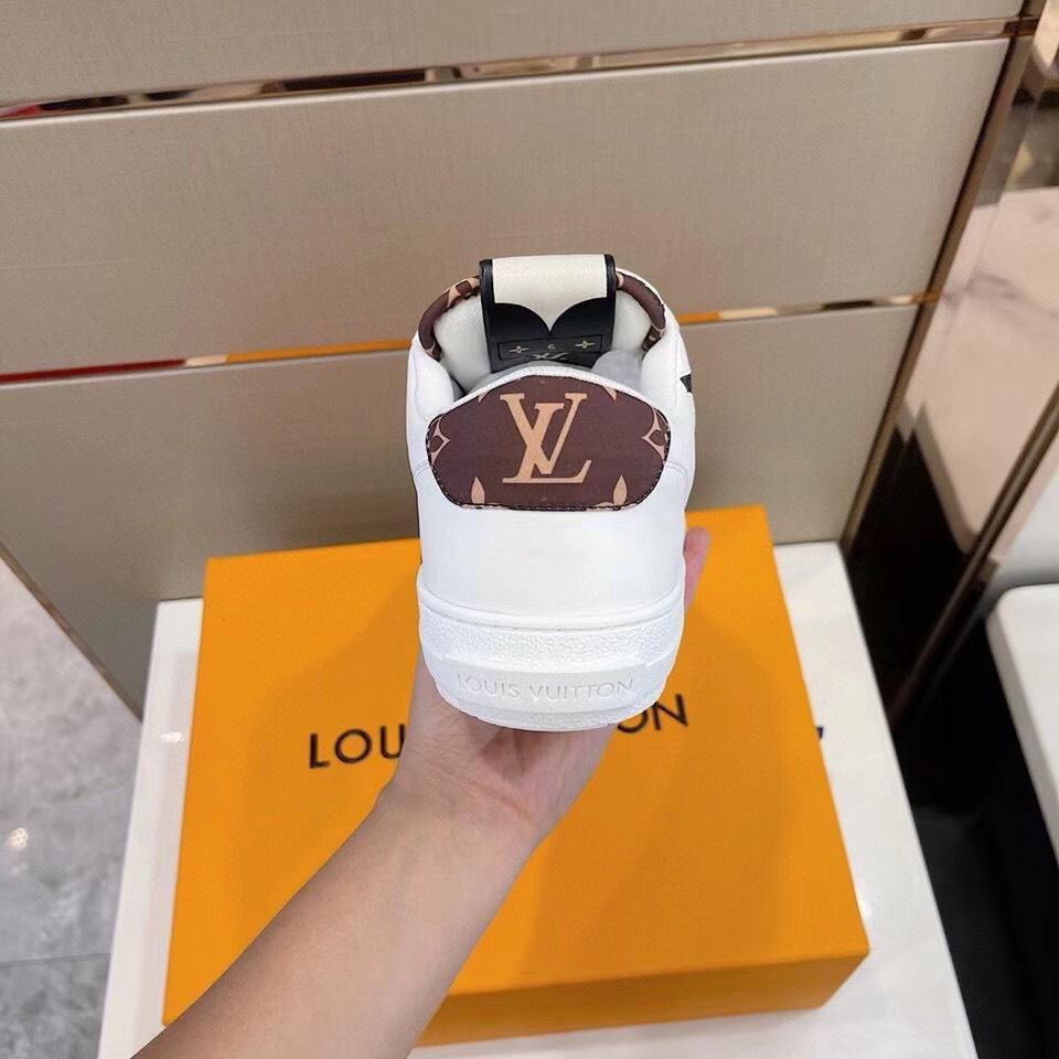 Giày nam Louis Vuitton siêu cấp họa tiết logo đen gót nâu GNLV70