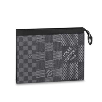 Clutch nam Louis Vuitton cầm tay hoạ tiết caro vuông to Like Auth