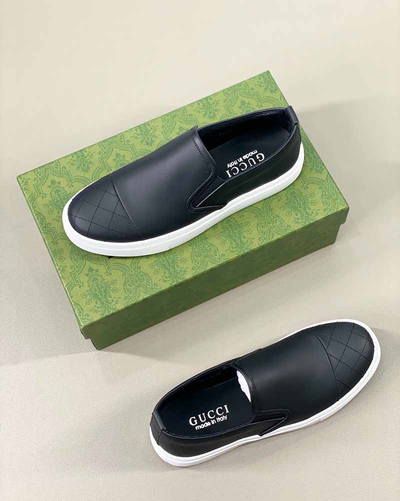 Giày nam Gucci siêu cấp họa tiết kẻ đan đế trắng GLGC38