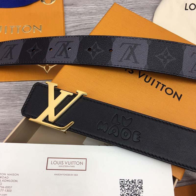 Thắt lưng Louis Vuitton like au họa tiết hoa ô vuông màu đen TLLV90