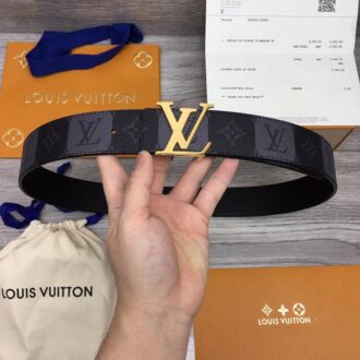Thắt lưng Louis Vuitton like au họa tiết hoa ô vuông màu đen TLLV90