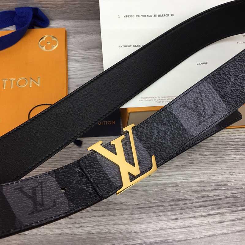 Thắt lưng Louis Vuitton like au họa tiết hoa ô vuông màu đen TLLV90
